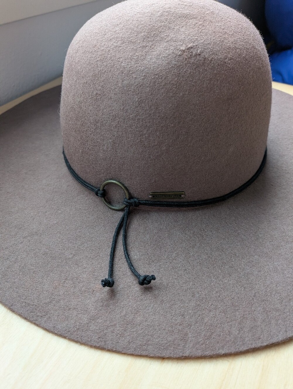 KOORINGAL 100% Australian Wool Wide Brim Fedora Hat Taupe Brown Boho Festival